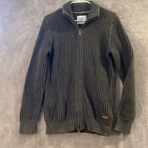 Peak performance Carter zip men’s M Army Green full zip sweater cable double zip